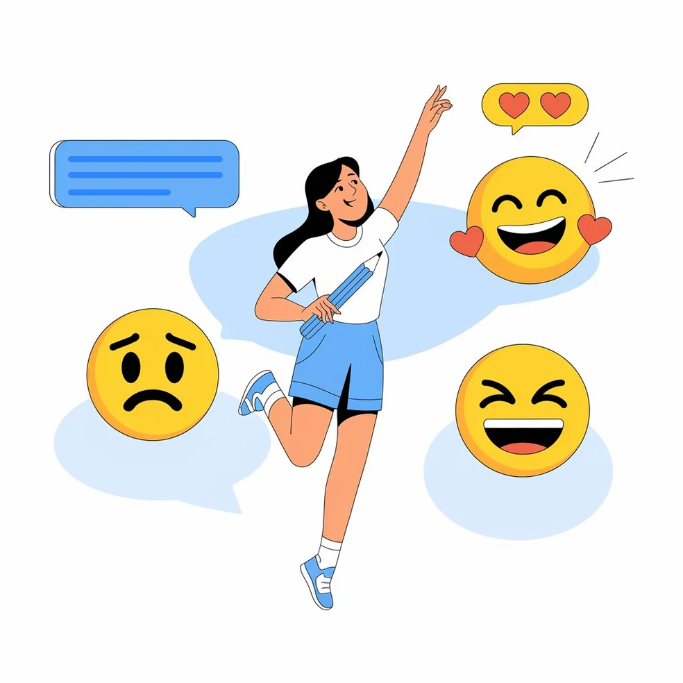 Illustration showing that multiple emojis can be translated