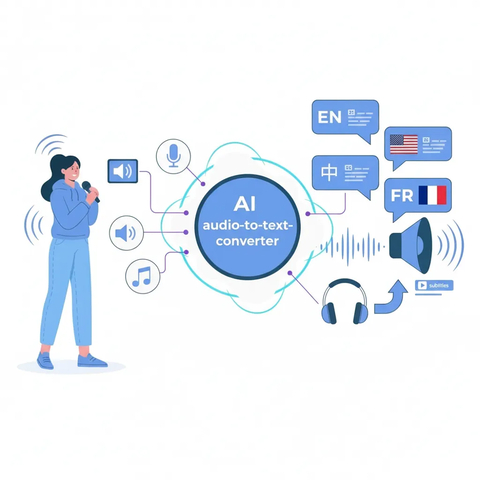 Illustration demonstrating how the Transmonkey audio to text converter eliminates manual typing by instantly turning spoken words into text.