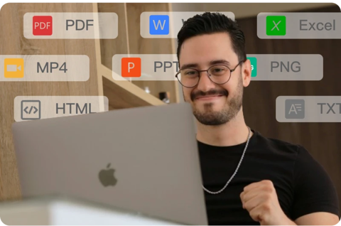 Obraz pokazujący, że tłumacz AI Transmonkey może tłumaczyć wiele formatów plików
