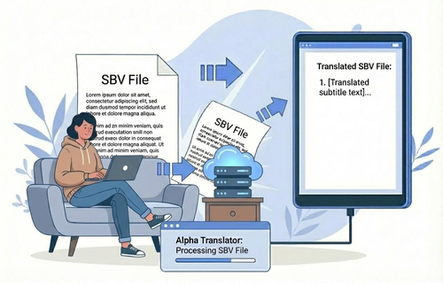 Illustration showing how translating SBV files helps reach a global audience.