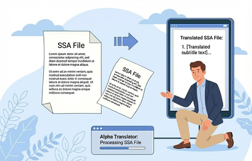 Illustration demonstrating multi-language translation capabilities for SSA files
